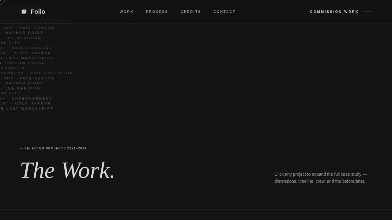 Dark Set Designer Portfolio Landing Page Template
