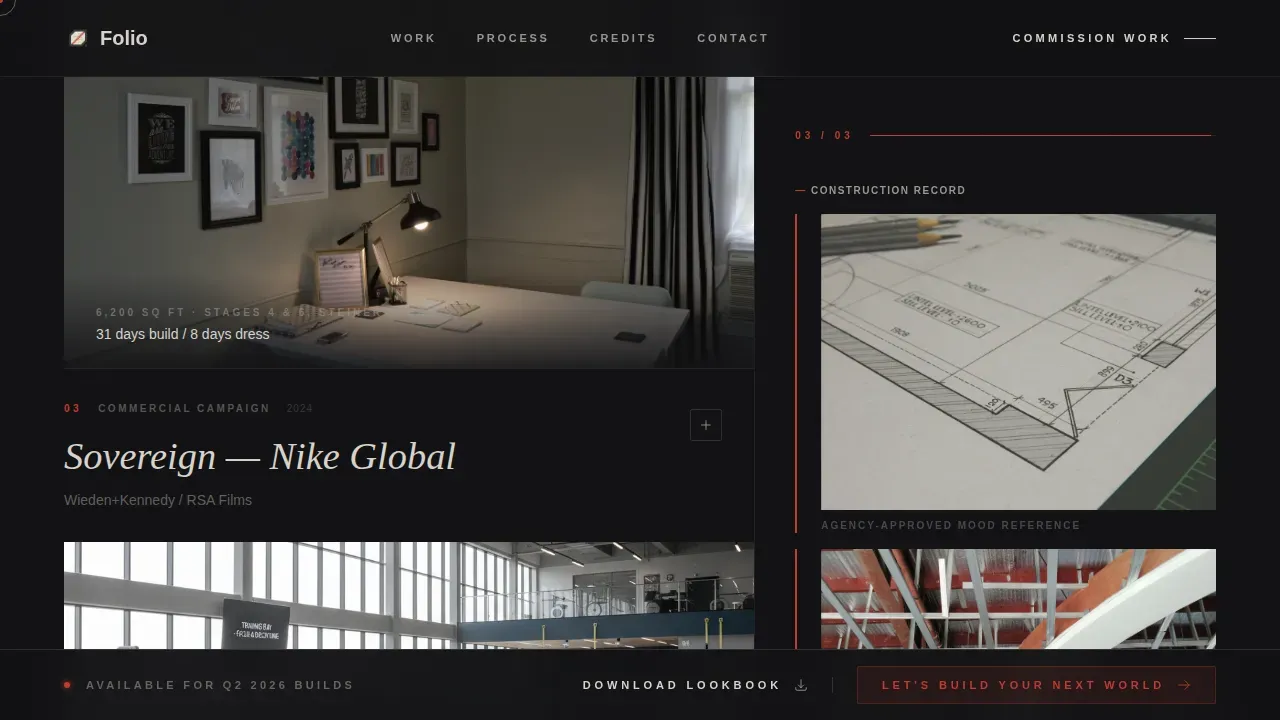 Dark Set Designer Portfolio Landing Page Template