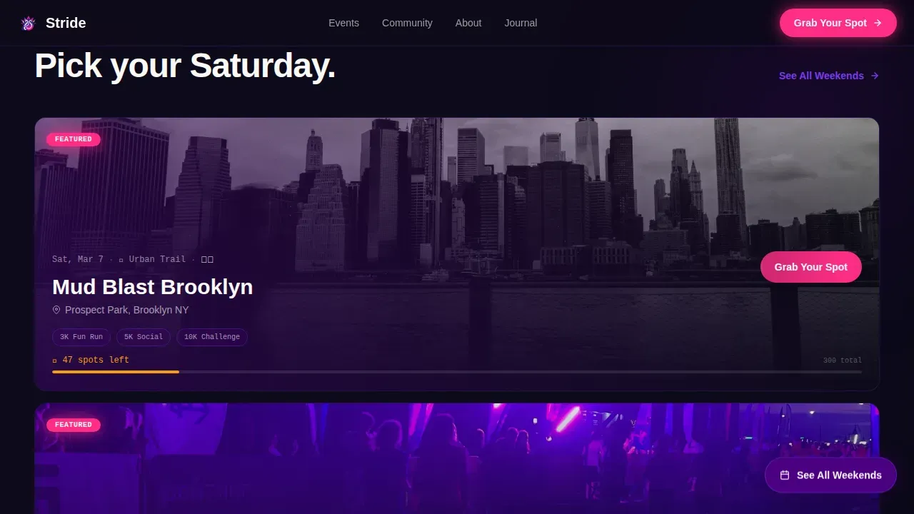 Festival Trail Running Community Landing Page Template