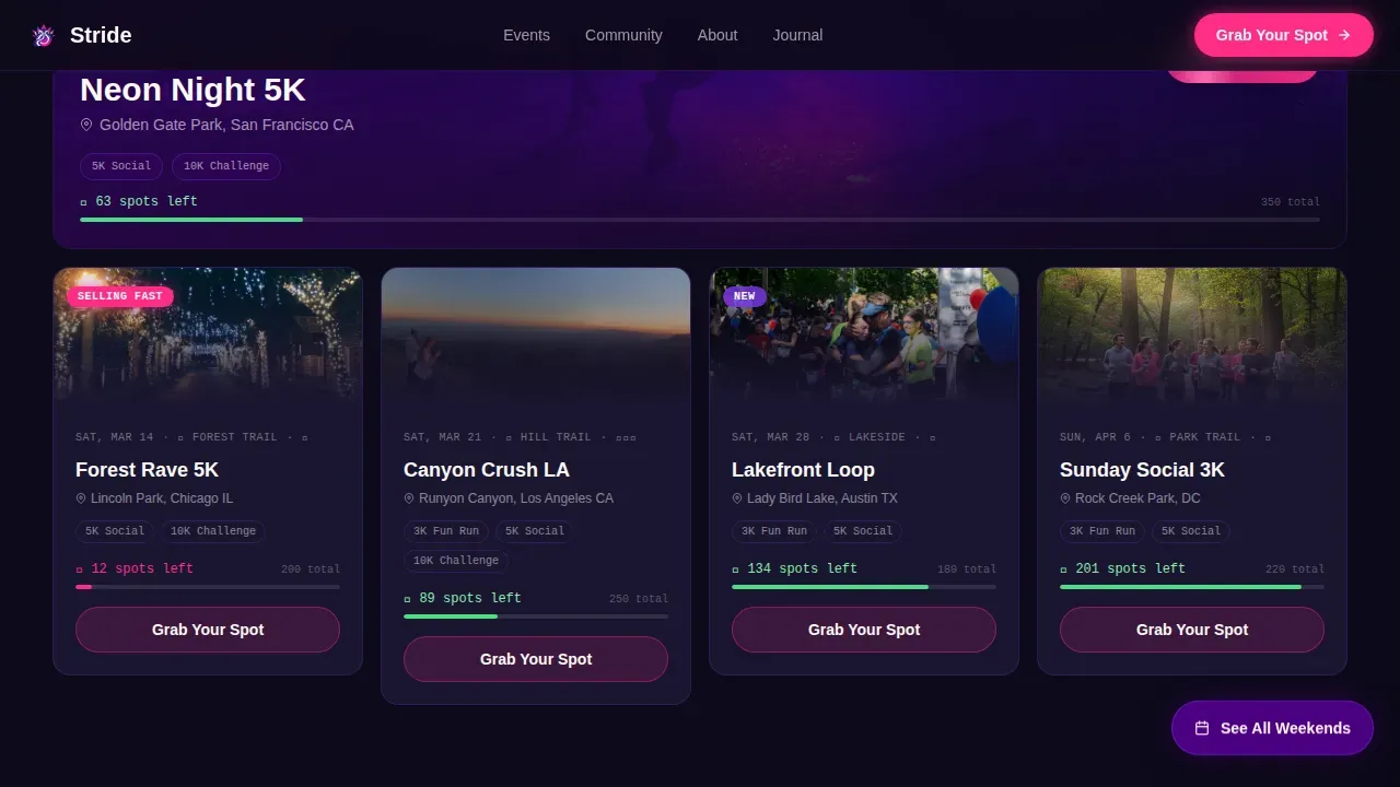 Festival Trail Running Community Landing Page Template