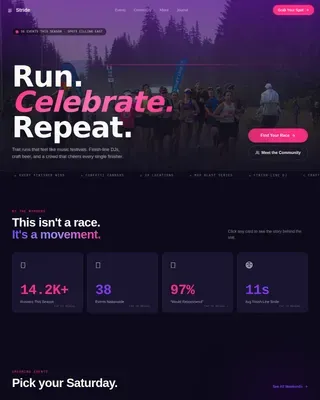 Festival Trail Running Community Landing Page Template