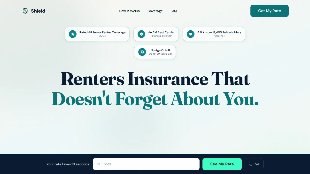 Senior Renters Insurance Landing Page Template