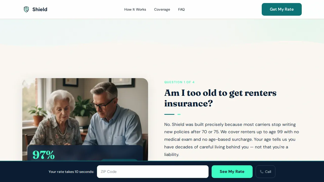 Senior Renters Insurance Landing Page Template