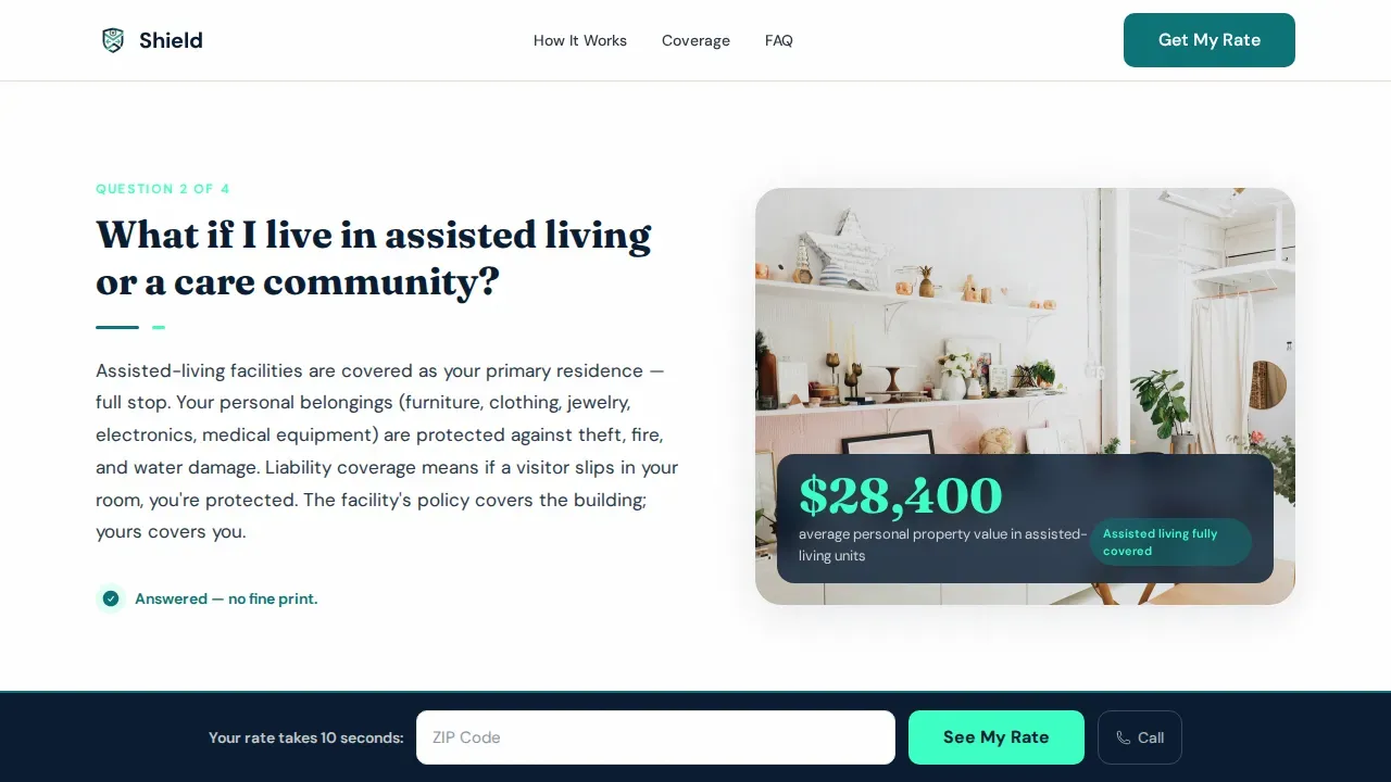 Senior Renters Insurance Landing Page Template