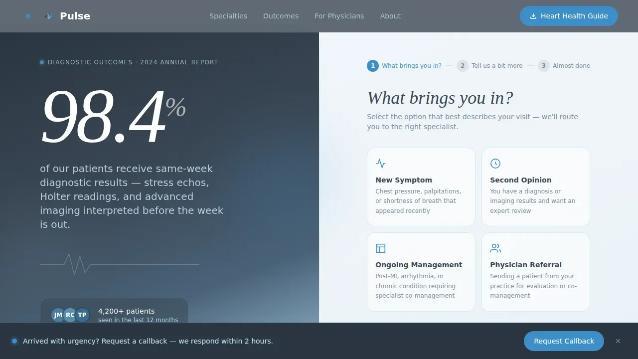 Stats-First Cardiology Clinic Landing Page Template