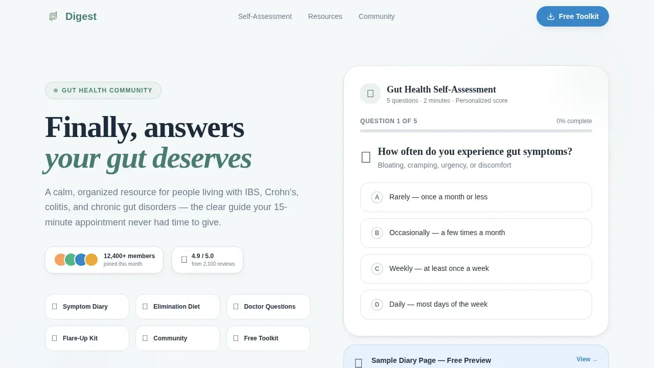 Gut Health Community Support Landing Page Template