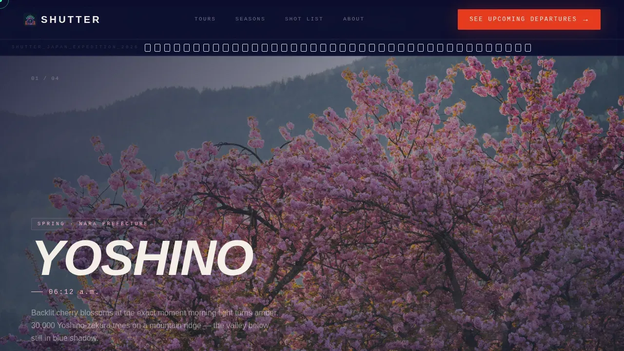 Japan Photography Tour Horizontal Scroll Landing Page