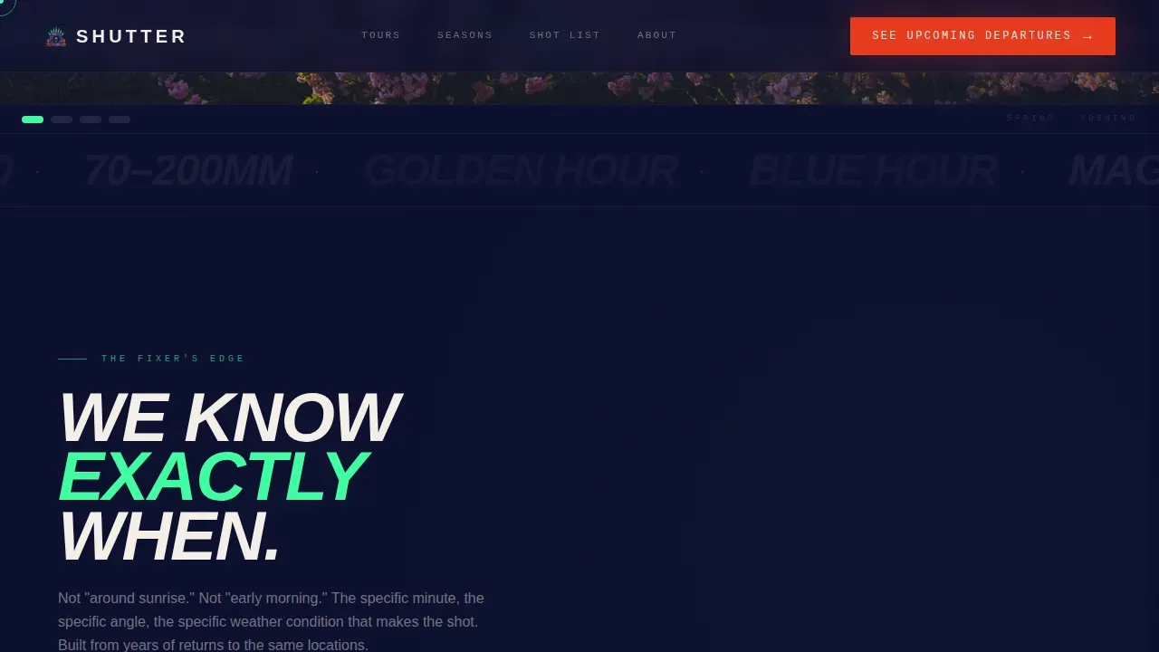 Japan Photography Tour Horizontal Scroll Landing Page