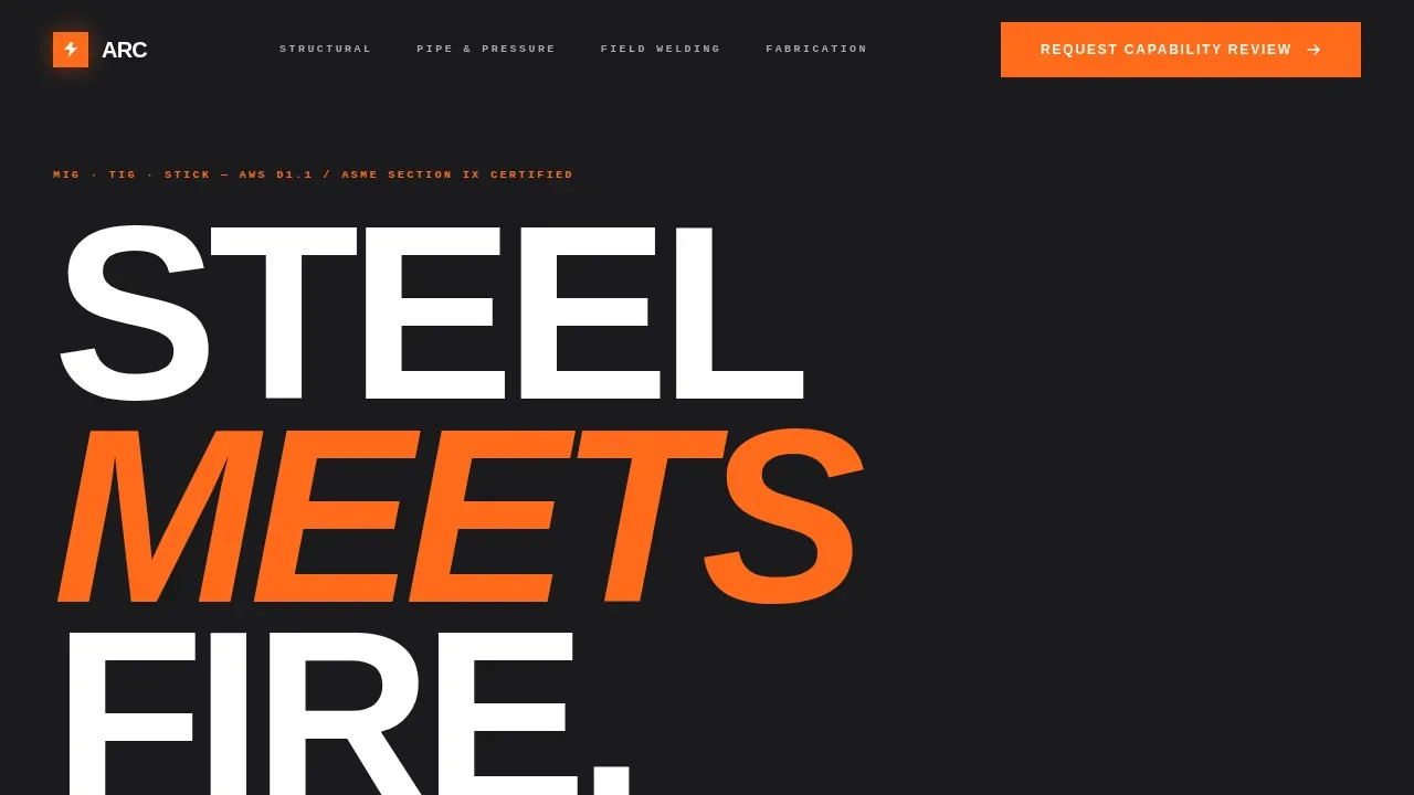 Expert Metal & Steel Fabrication Professional Website Template