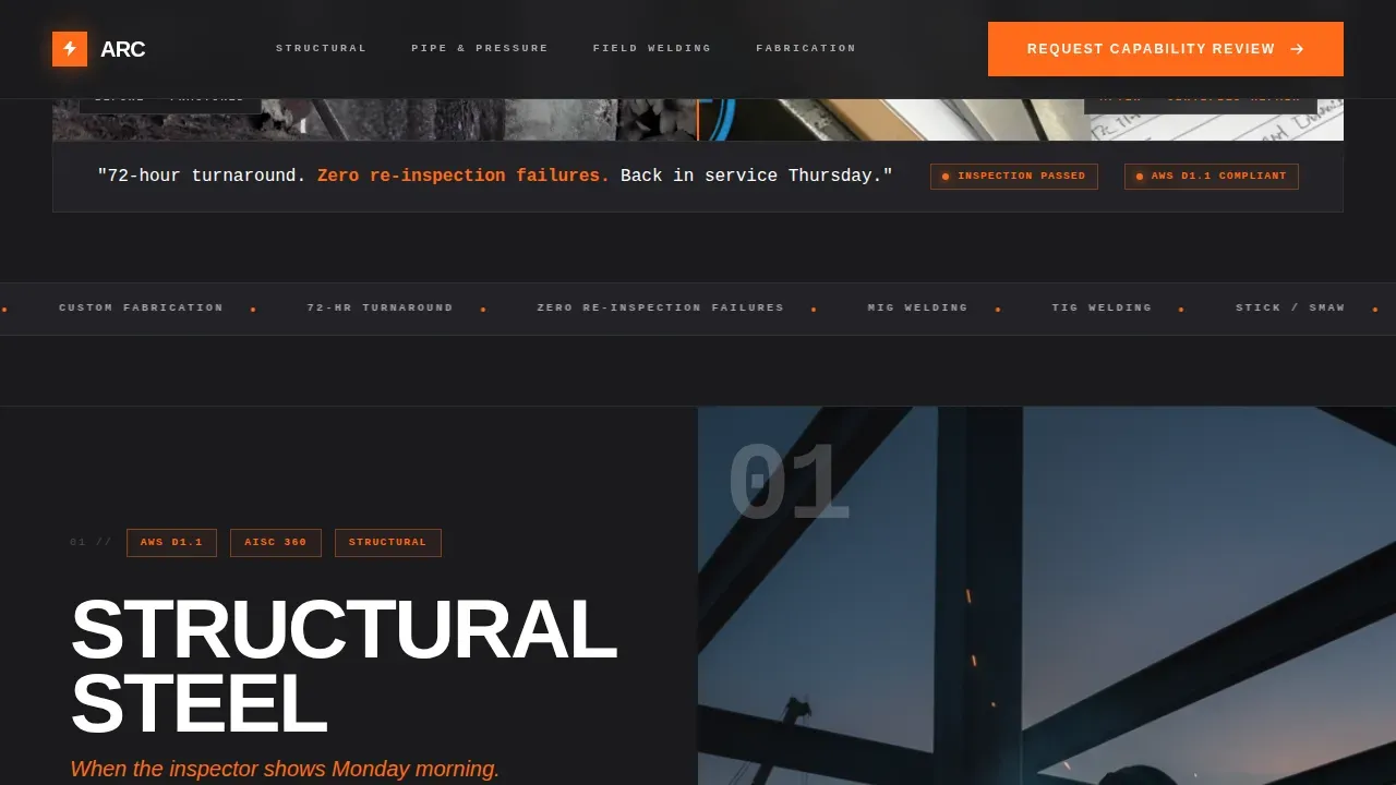 Expert Metal & Steel Fabrication Professional Website Template