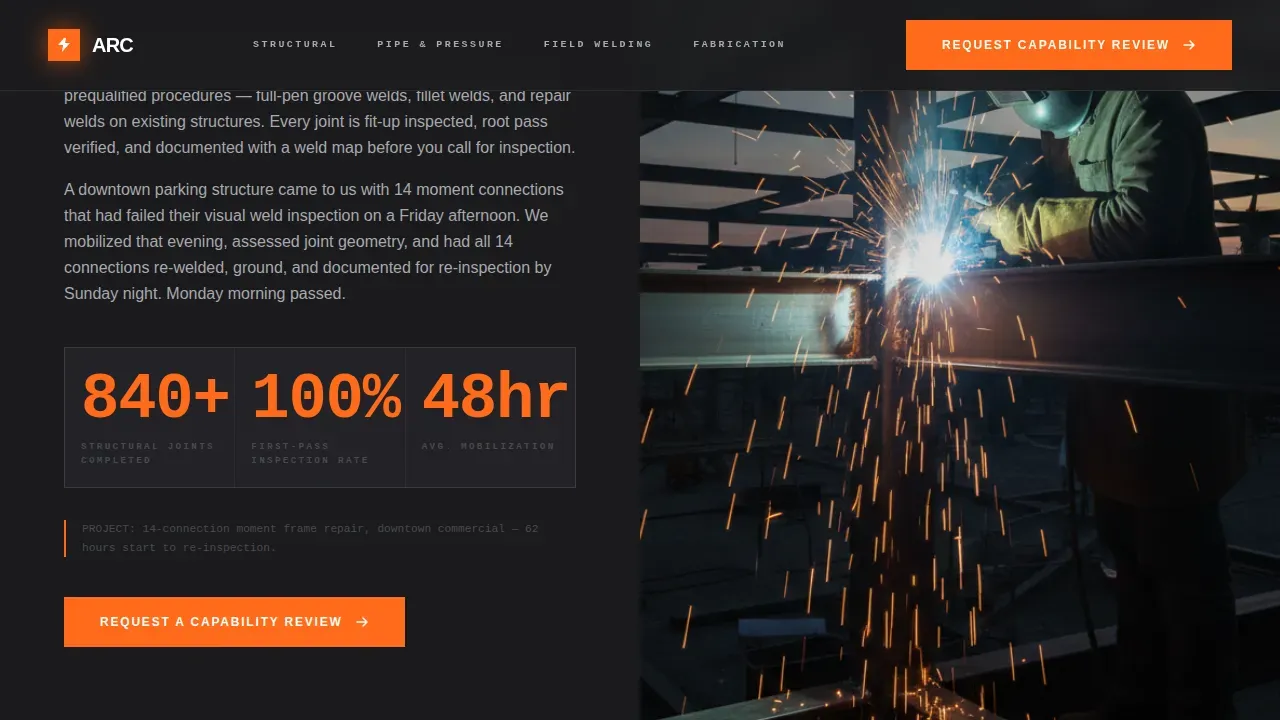 Expert Metal & Steel Fabrication Professional Website Template