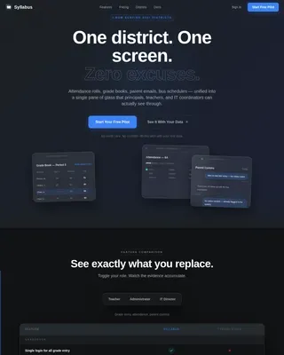 K-12 District Management Comparison Landing Page Template