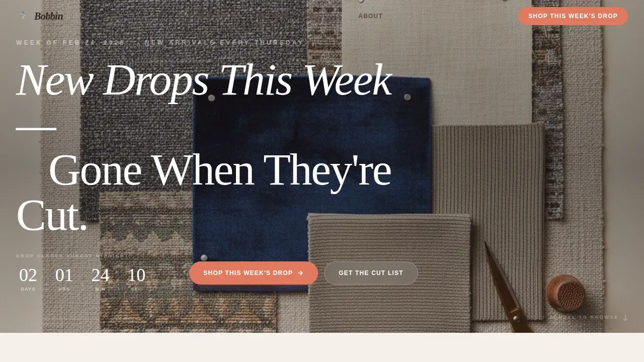 Fabric Store Landing Page Template | New Drops
