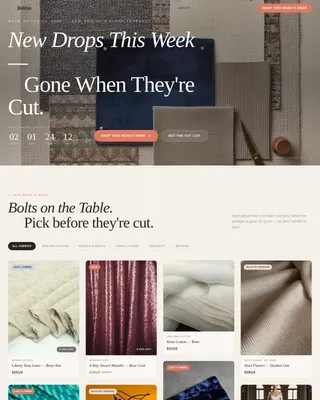 Fabric Store Landing Page Template | New Drops