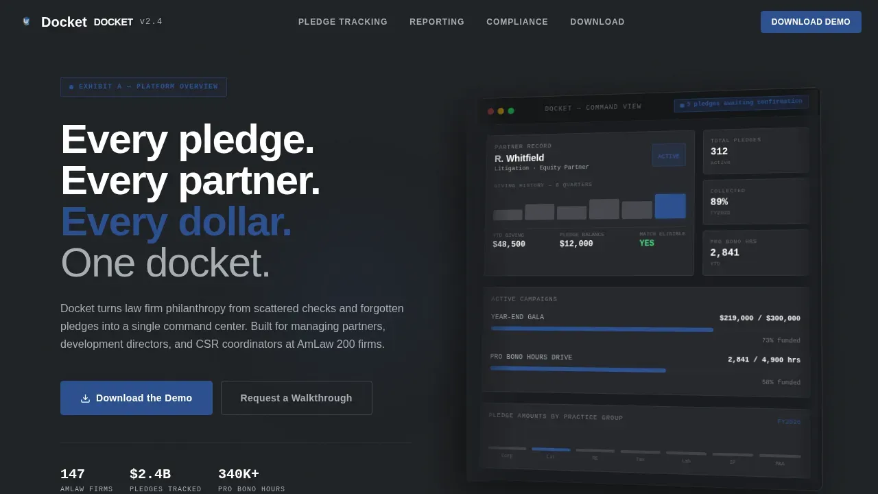 Law Firm Donor Management Landing Page Template