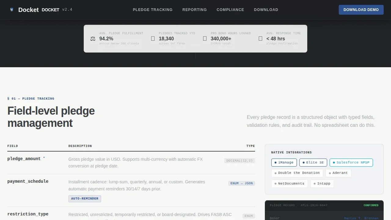Law Firm Donor Management Landing Page Template