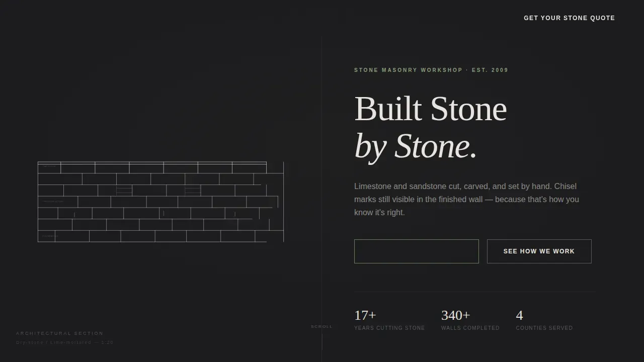 Artisan Stone Masonry Workshop Landing Page Template