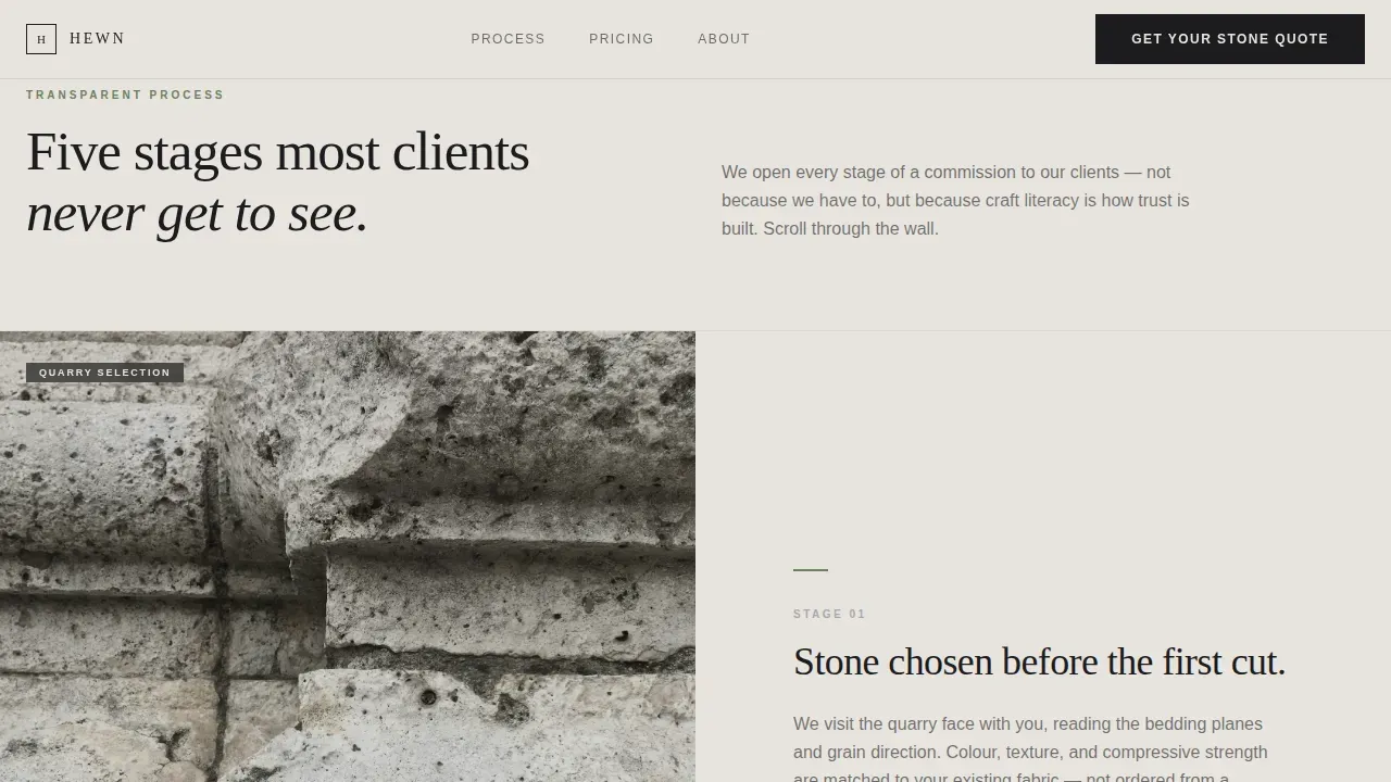 Artisan Stone Masonry Workshop Landing Page Template