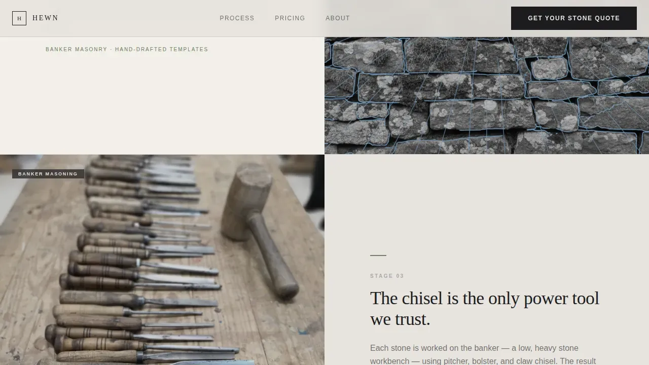 Artisan Stone Masonry Workshop Landing Page Template