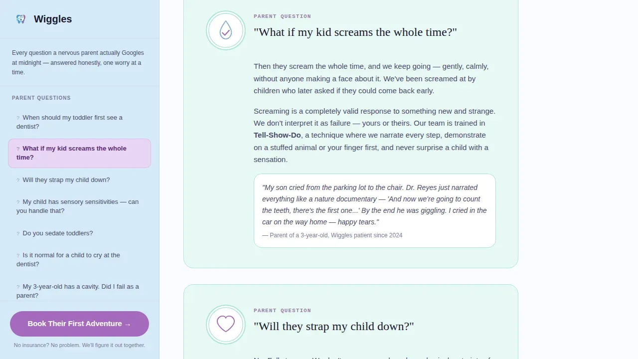 Pediatric Dentist Booking Website Template