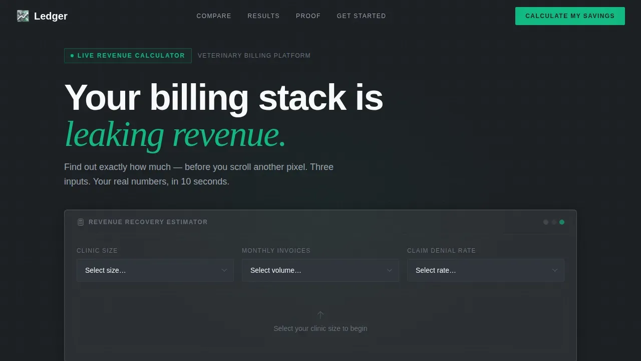 Veterinary Software & SaaS Cost Calculator Website Template