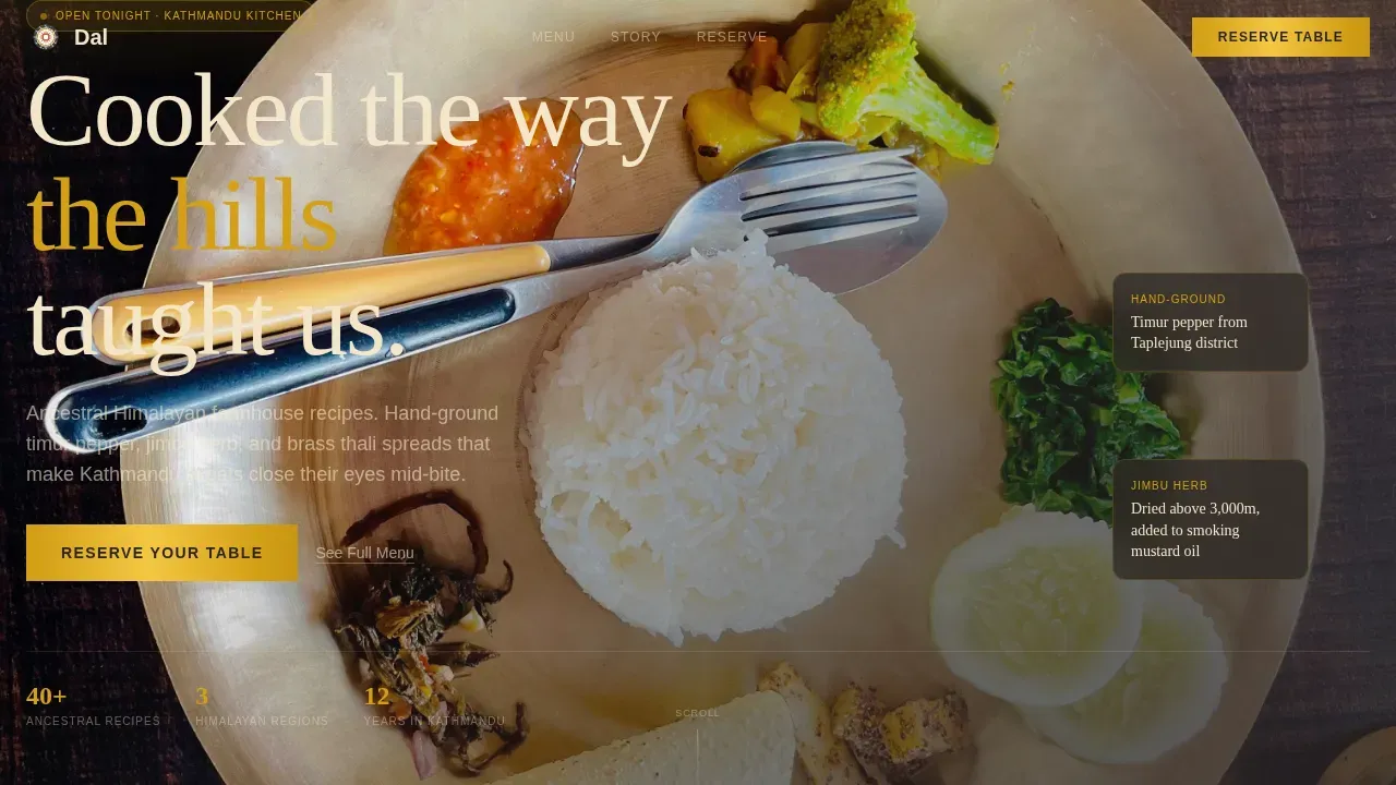 Agrarian Himalayan Farmhouse Restaurant Landing Page