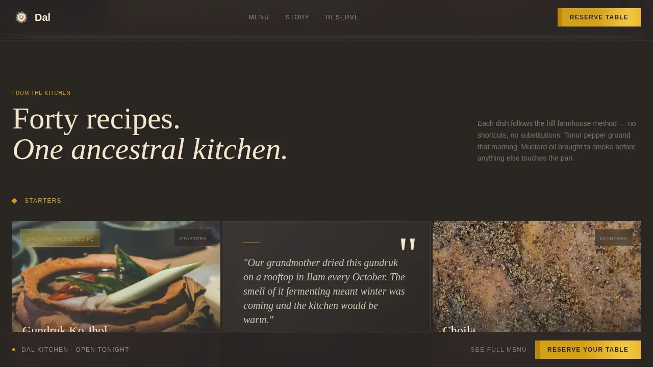 Agrarian Himalayan Farmhouse Restaurant Landing Page