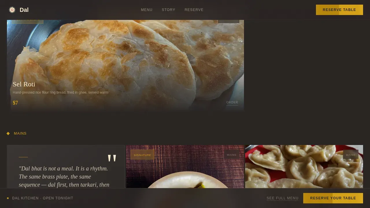 Agrarian Himalayan Farmhouse Restaurant Landing Page