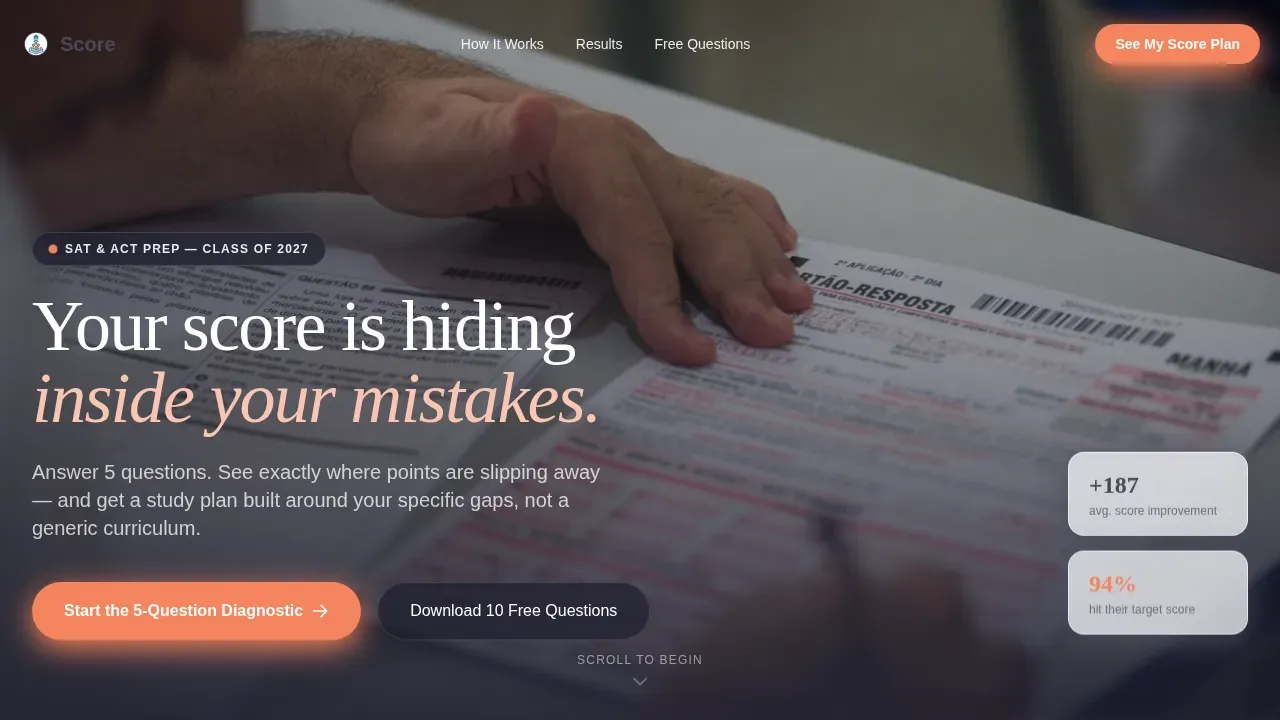 SAT and ACT Prep Landing Page Template for Teens
