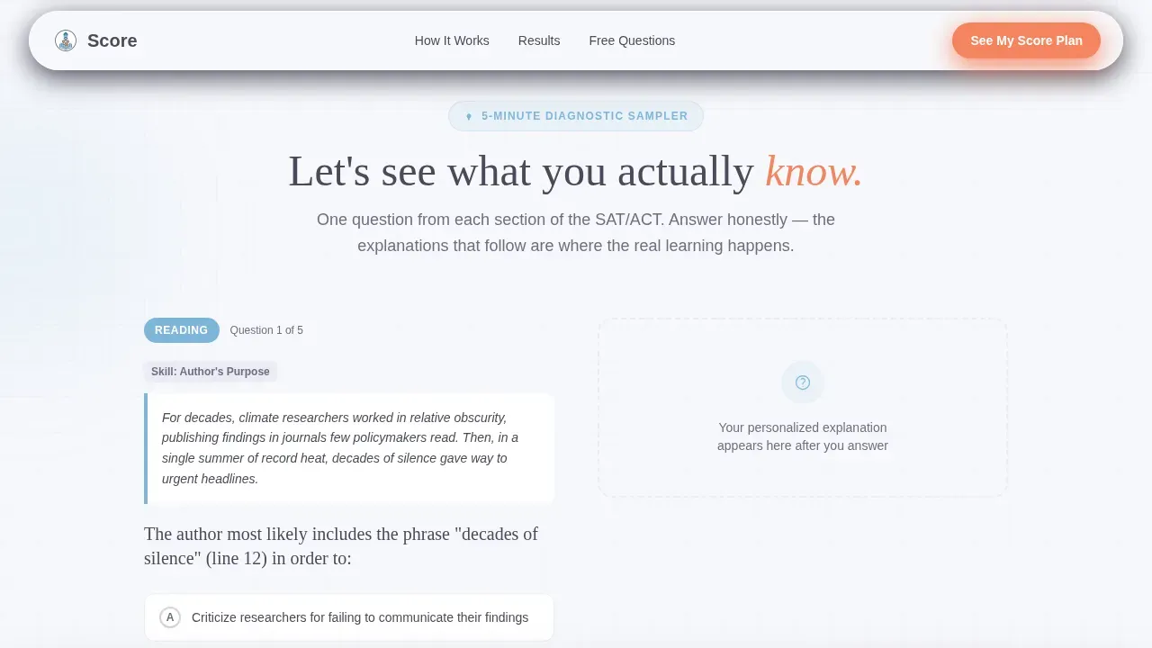 SAT and ACT Prep Landing Page Template for Teens