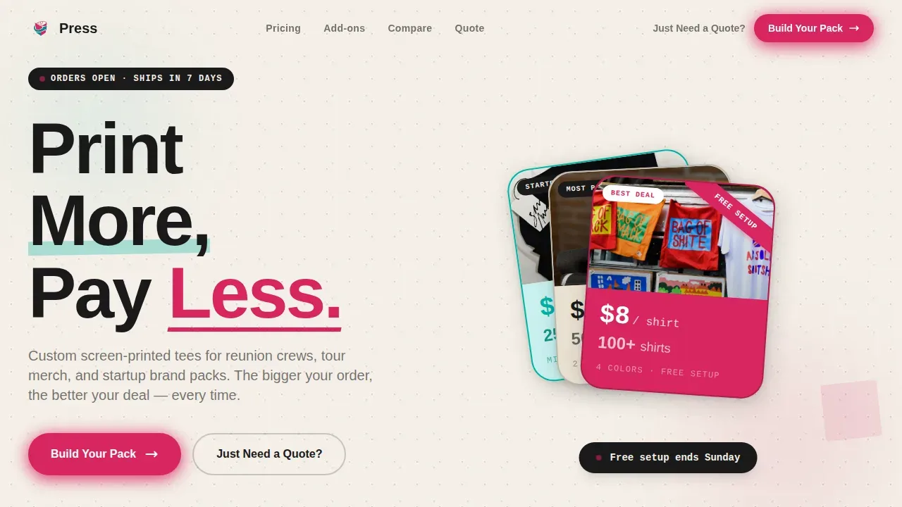 Local Brick & Mortar Business Pricing Website Template