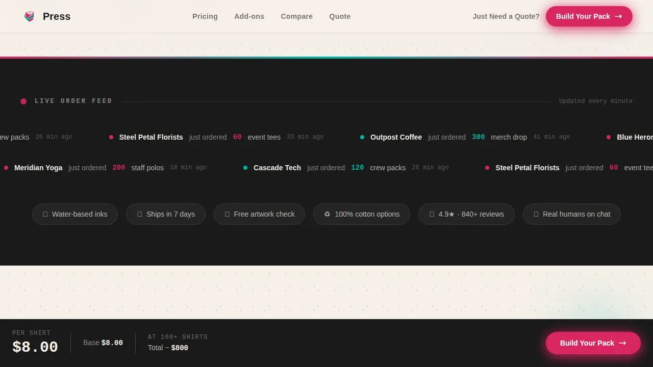 Local Brick & Mortar Business Pricing Website Template