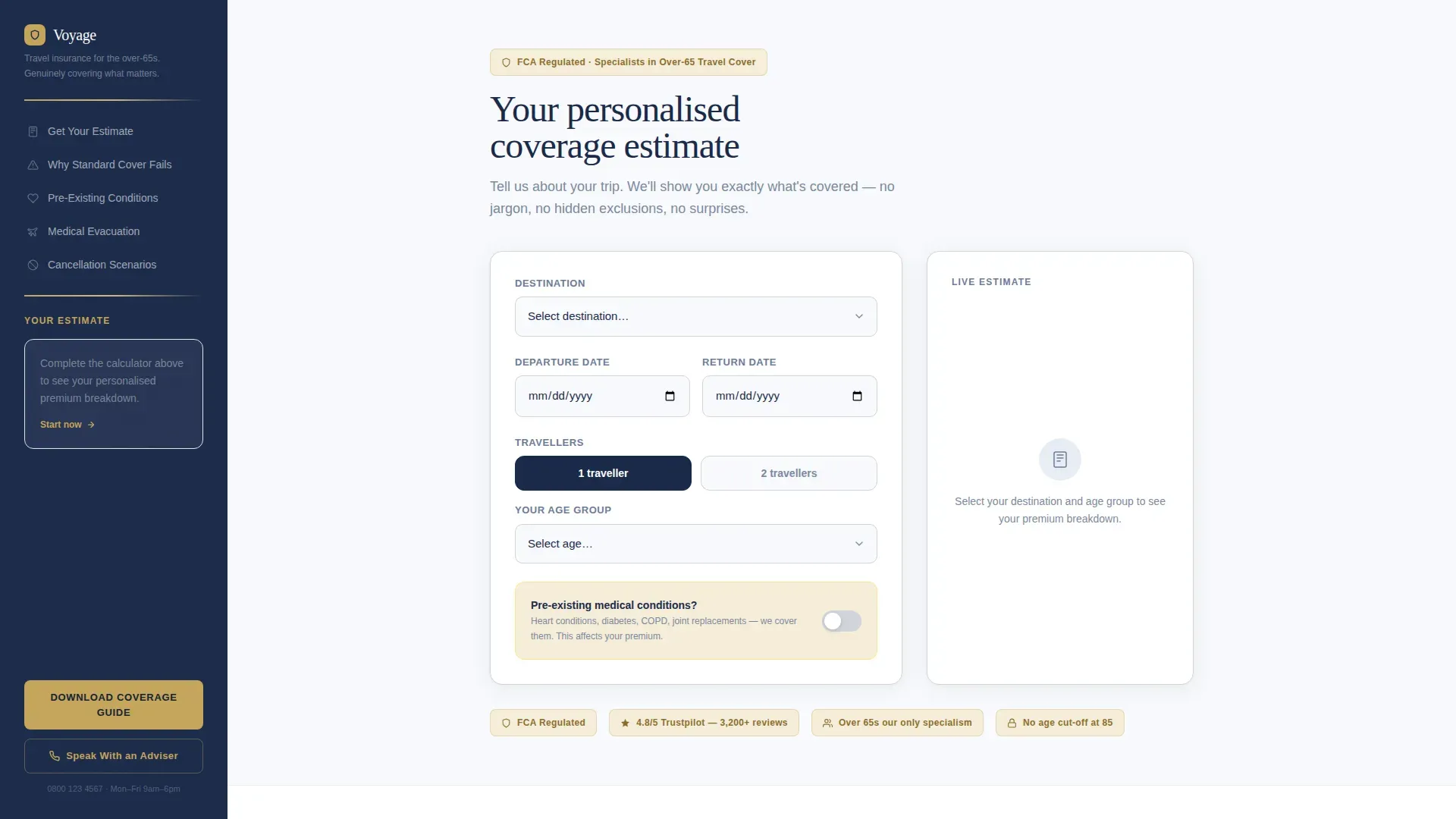 Specialist Retiree Insurance Cost Estimator Website Template