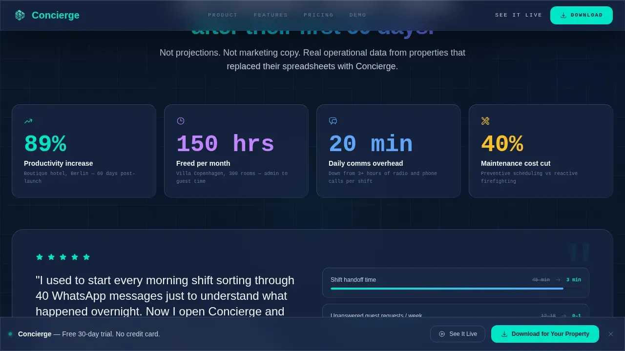 Hospitality Software Maintenance Website Template