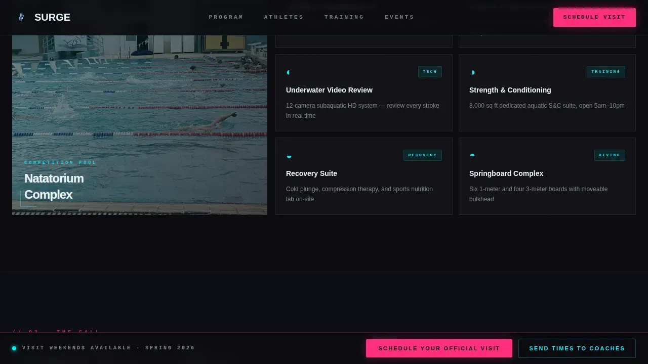 Swimming & Diving Leagues Booking Website Template