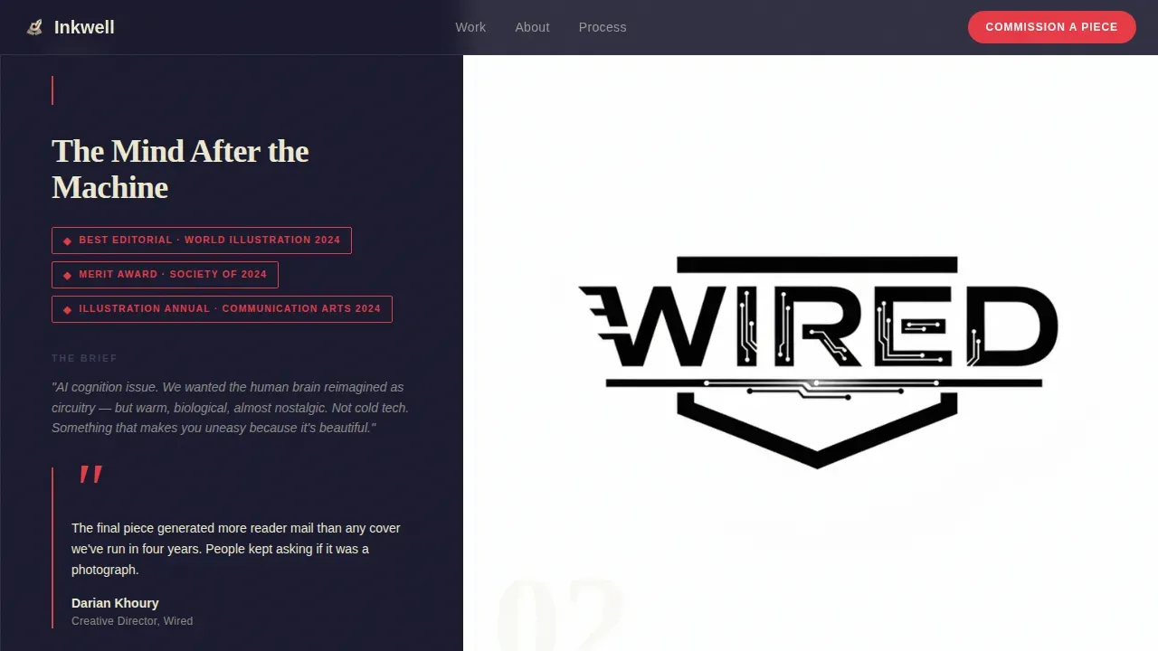 Illustration & Art Portfolio Reviews Website Template