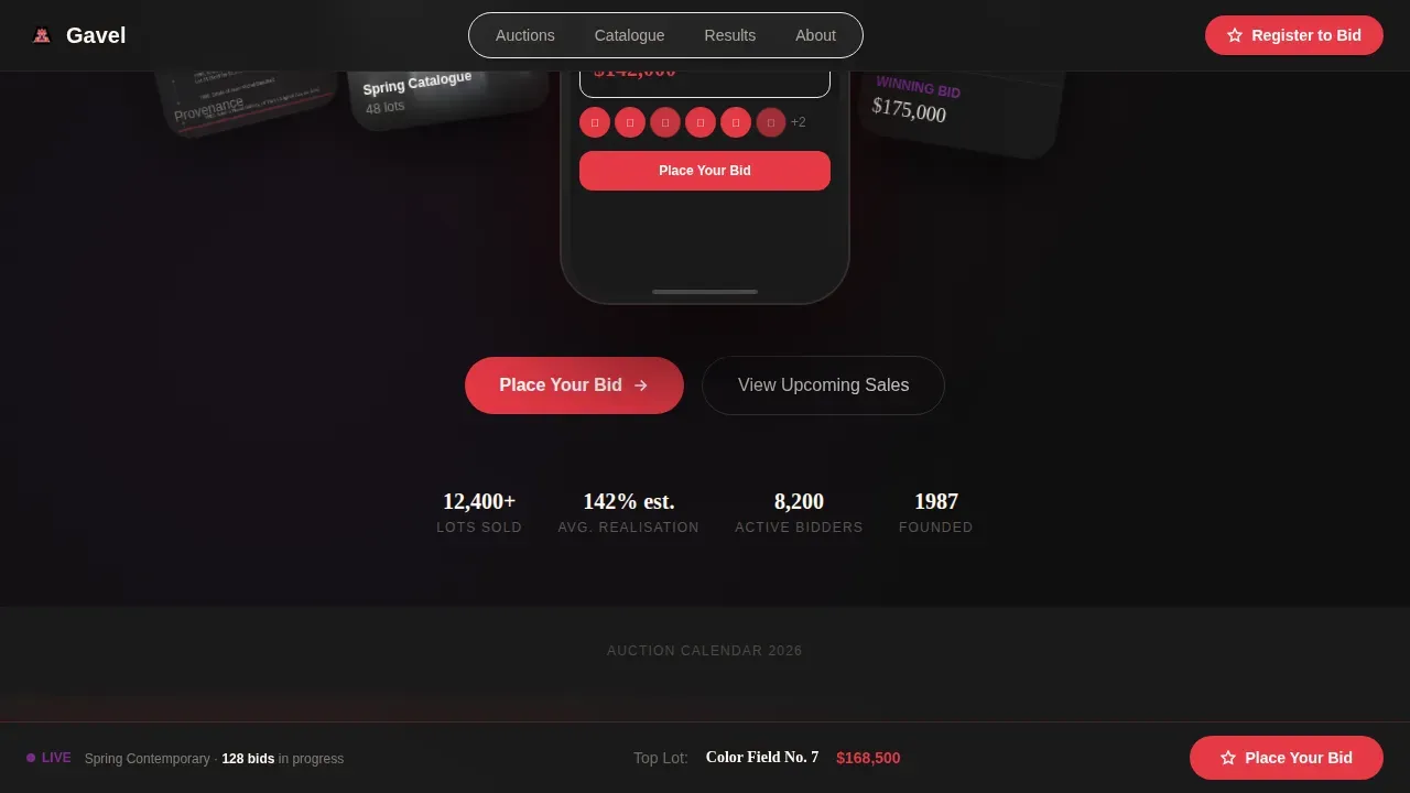 Art Auction & Dealer Pricing Website Template