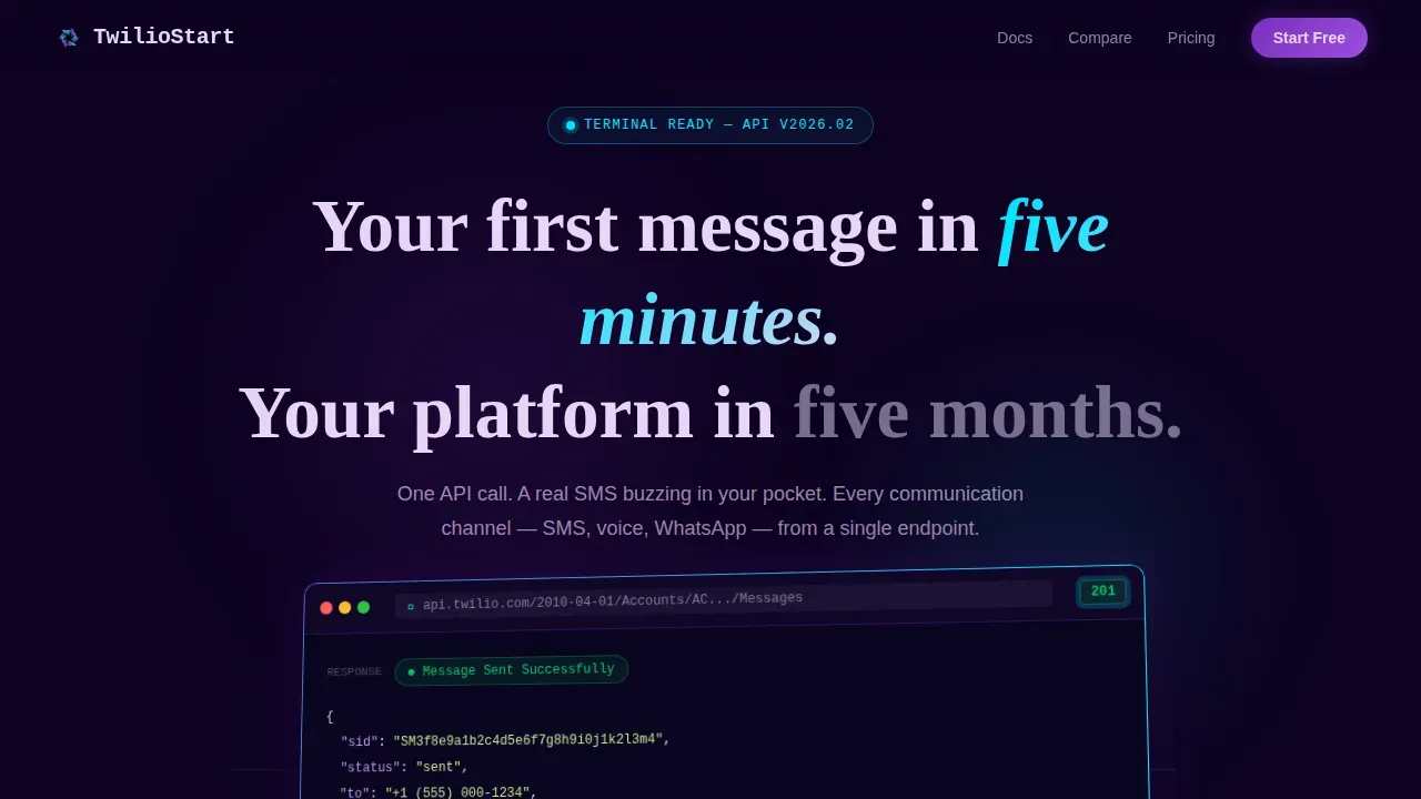 Powerful Communications API | Free Website Template | Rocket