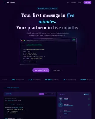 Powerful Communications API | Free Website Template | Rocket