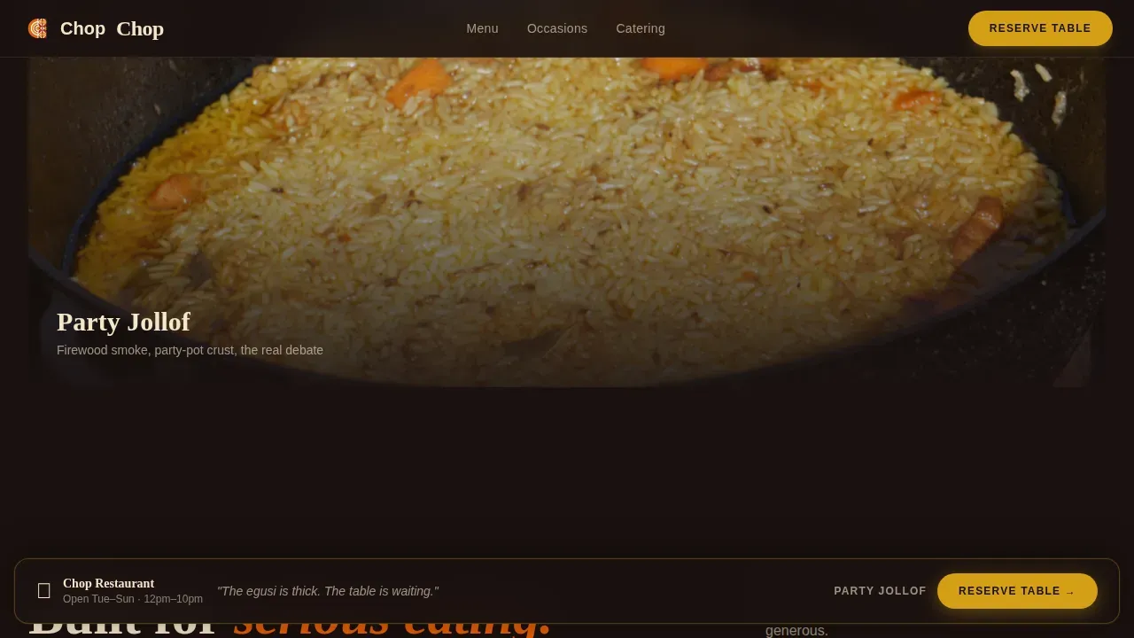 Regional & Ethnic Restaurant Booking Website Template