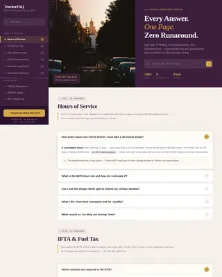 Transparent Logistics FAQ Landing Page Template