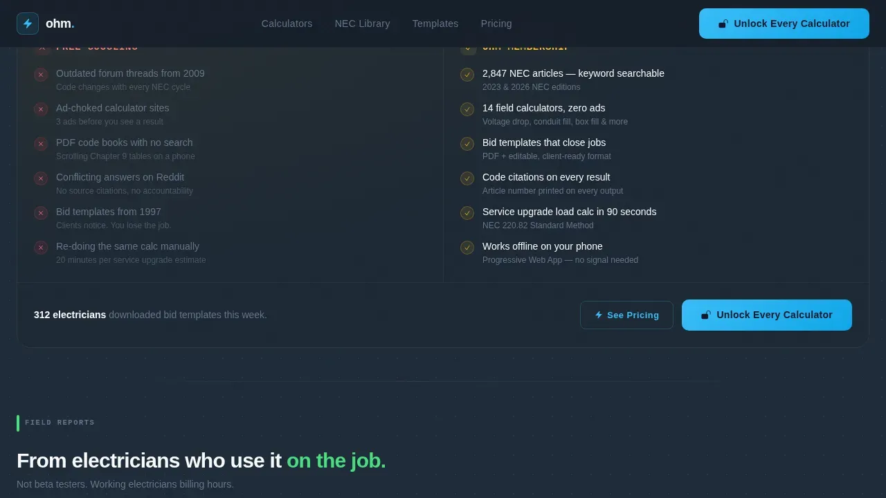 Electrical Digital Presence Pricing Website Template