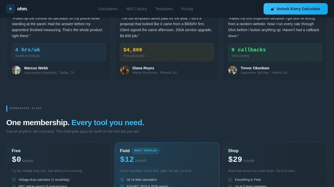 Electrical Digital Presence Pricing Website Template