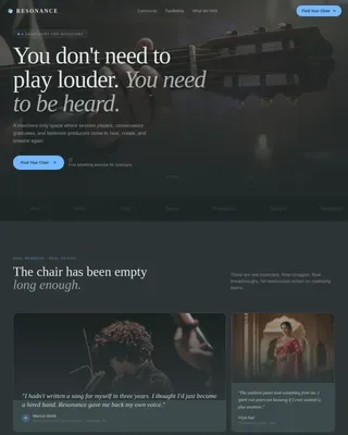 Musicians Community Reviews & Testimonials Website Template