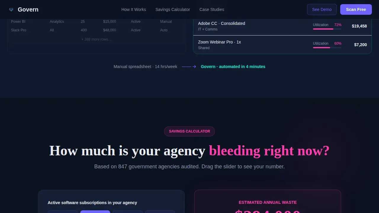 Government Software Cost Calculator Website Template
