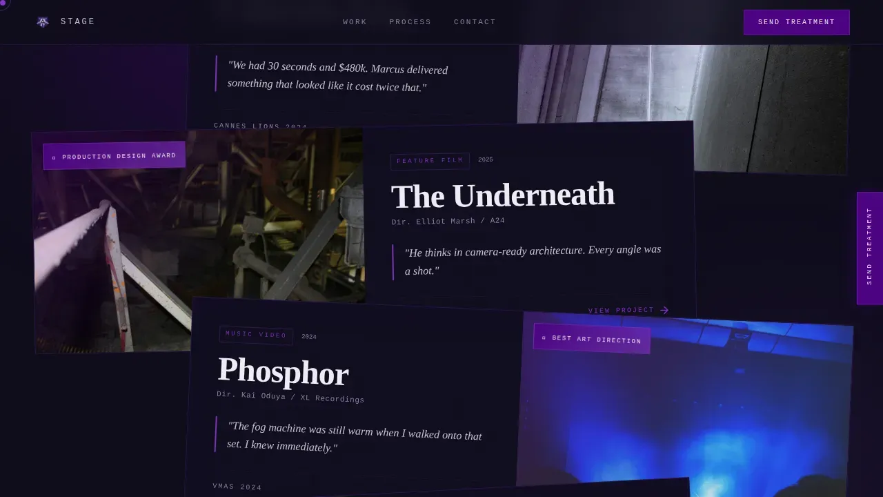 Set Designer Portfolio Reviews Website Template