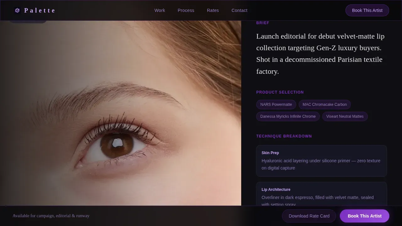 Luxury Makeup Portfolio Landing Page Template
