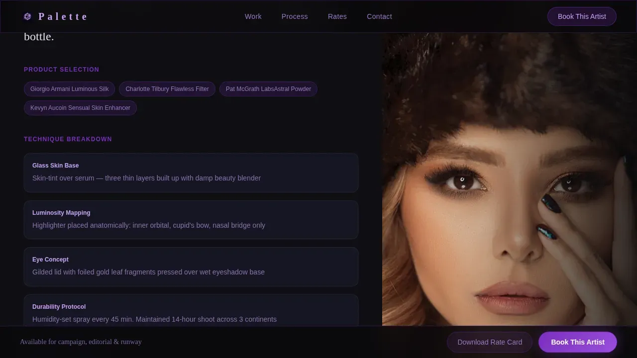 Luxury Makeup Portfolio Landing Page Template