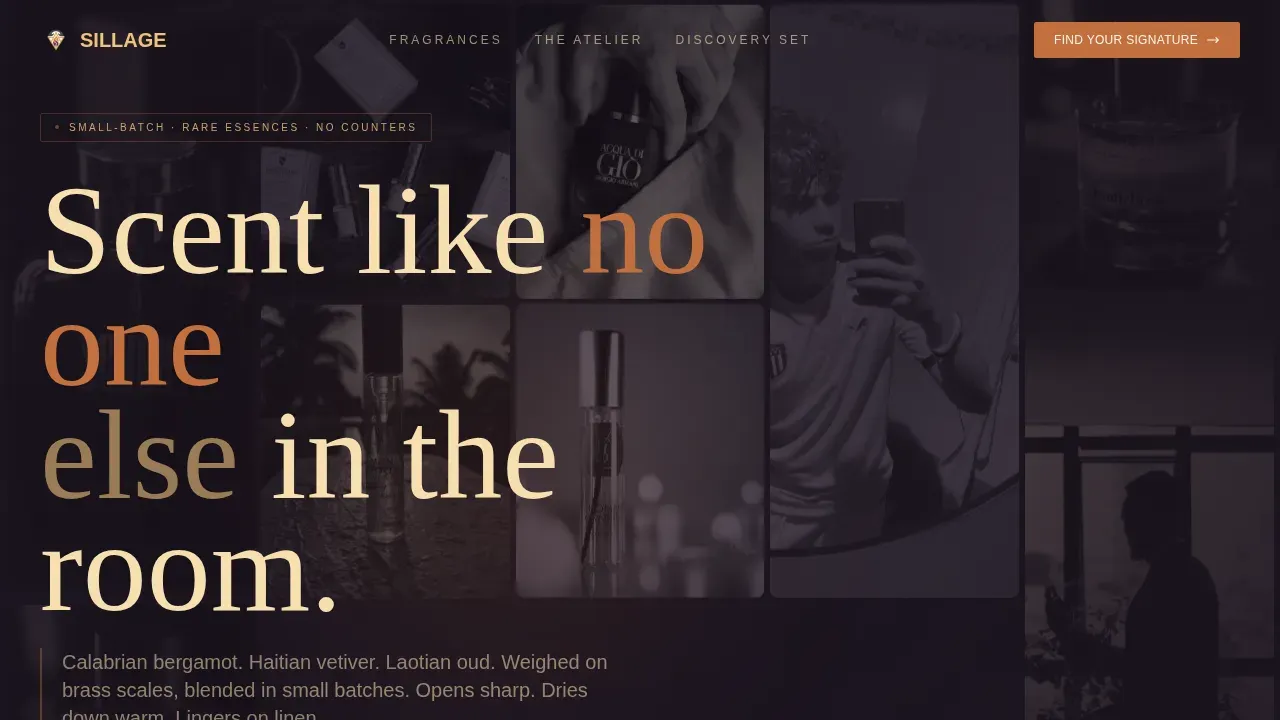 Atelier Fragrance Discovery | Free Website Template | Rocket