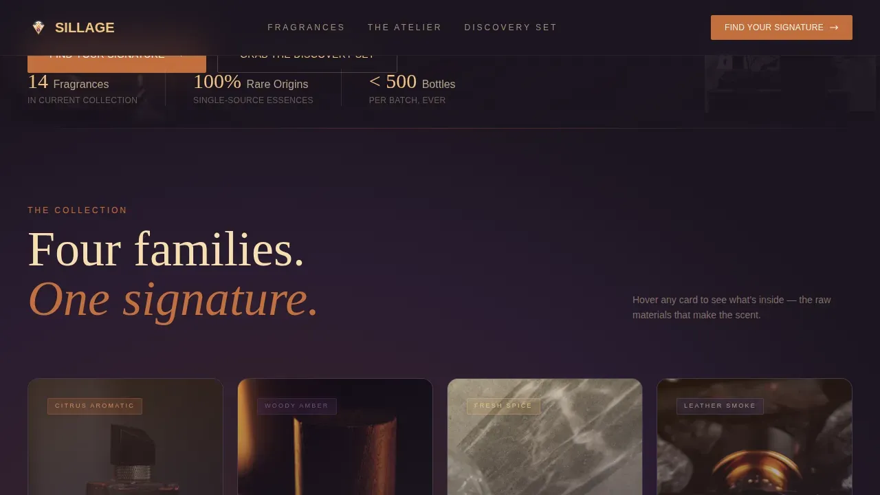 Atelier Fragrance Discovery | Free Website Template | Rocket